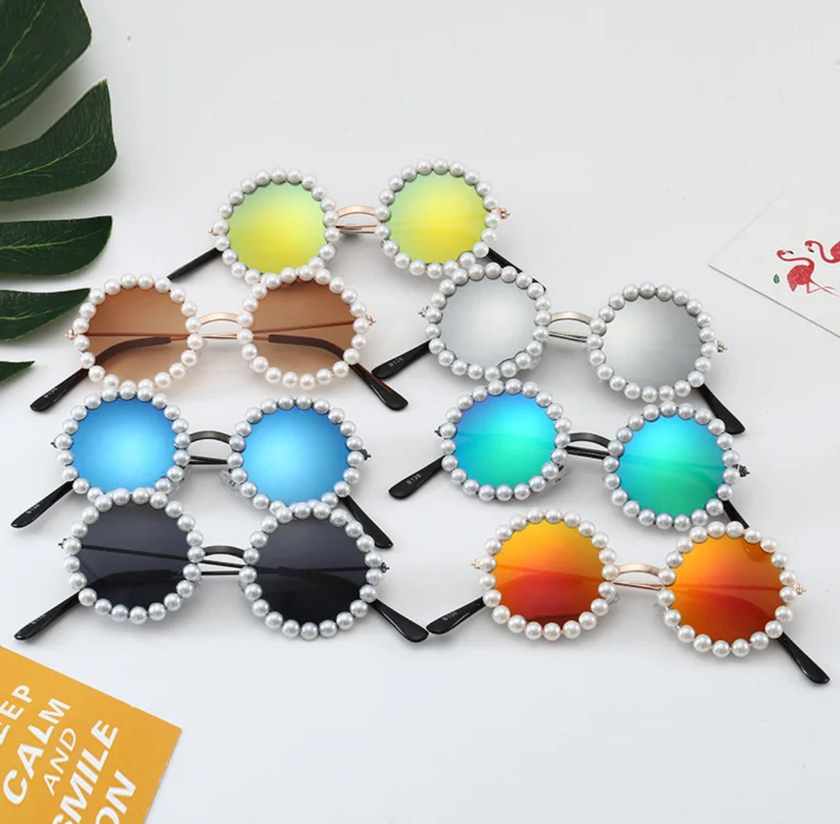 Round Metal Frame Pearl Sunglasses