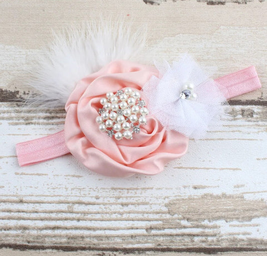 Flowers and feathers Baby headband