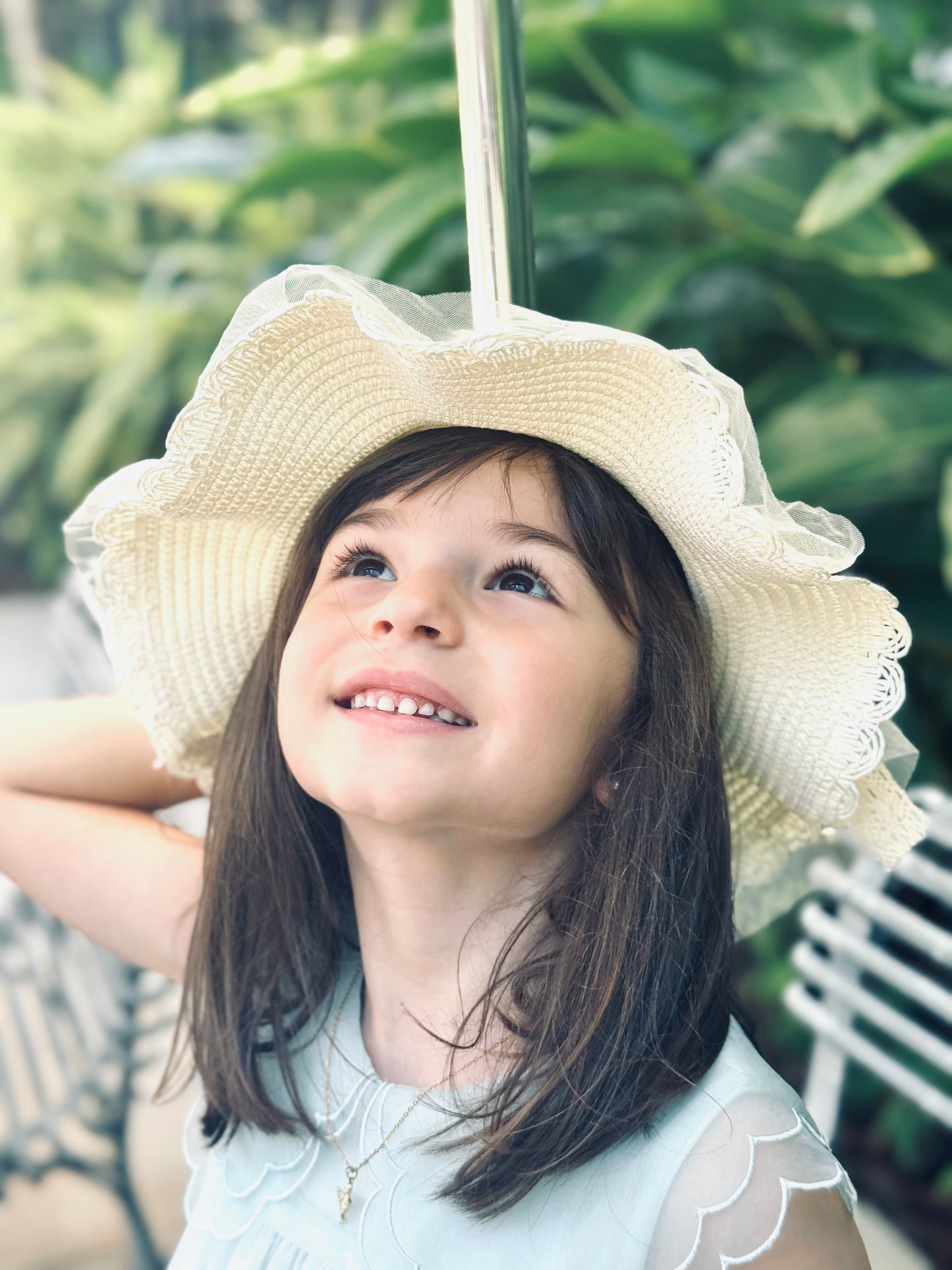 Panama Hat with Lace and Pearls